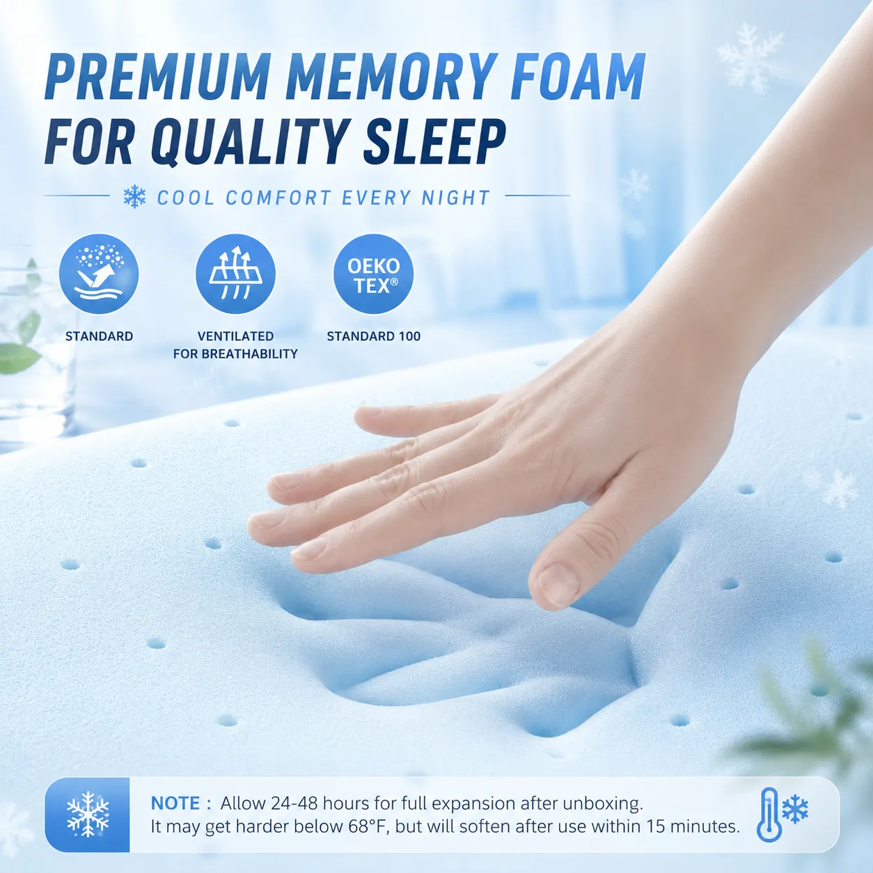 Cooling Gel Flat Memory Foam Pillow - Image 3