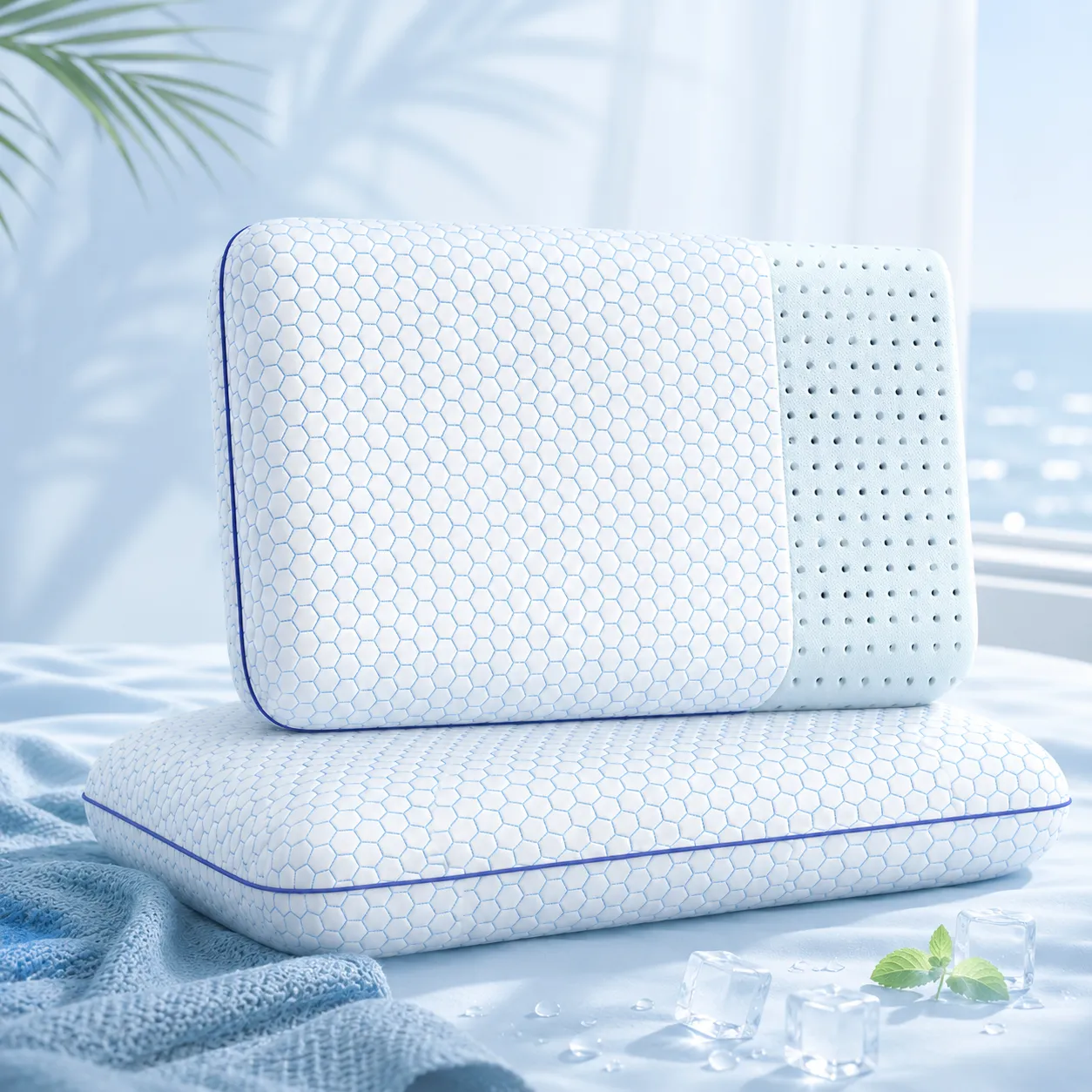 Cooling Gel Flat Memory Foam Pillow