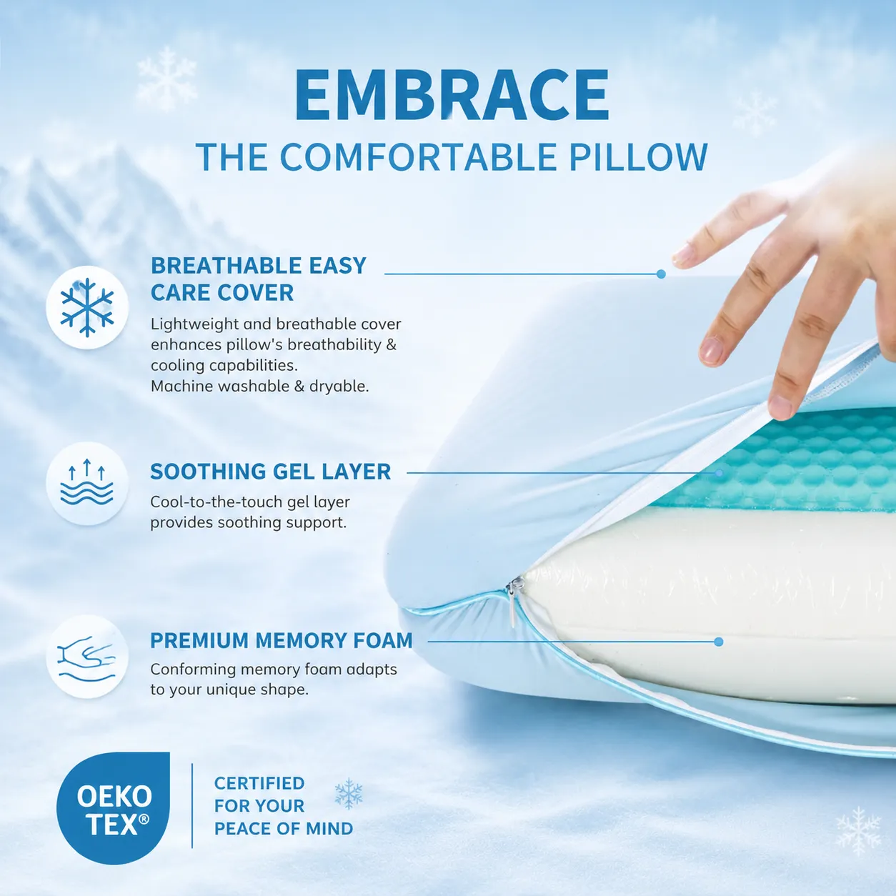 Extra Cooling Gel Memory Foam Pillow - Image 2