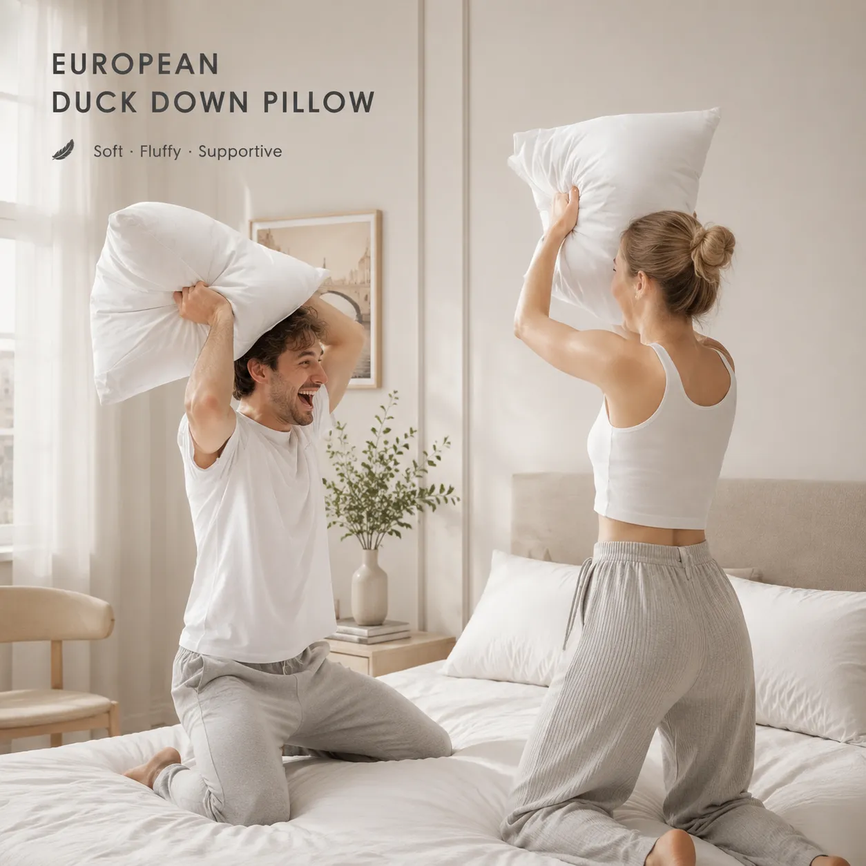 Luxury White Duck Feather and Down Pillows - Image 5