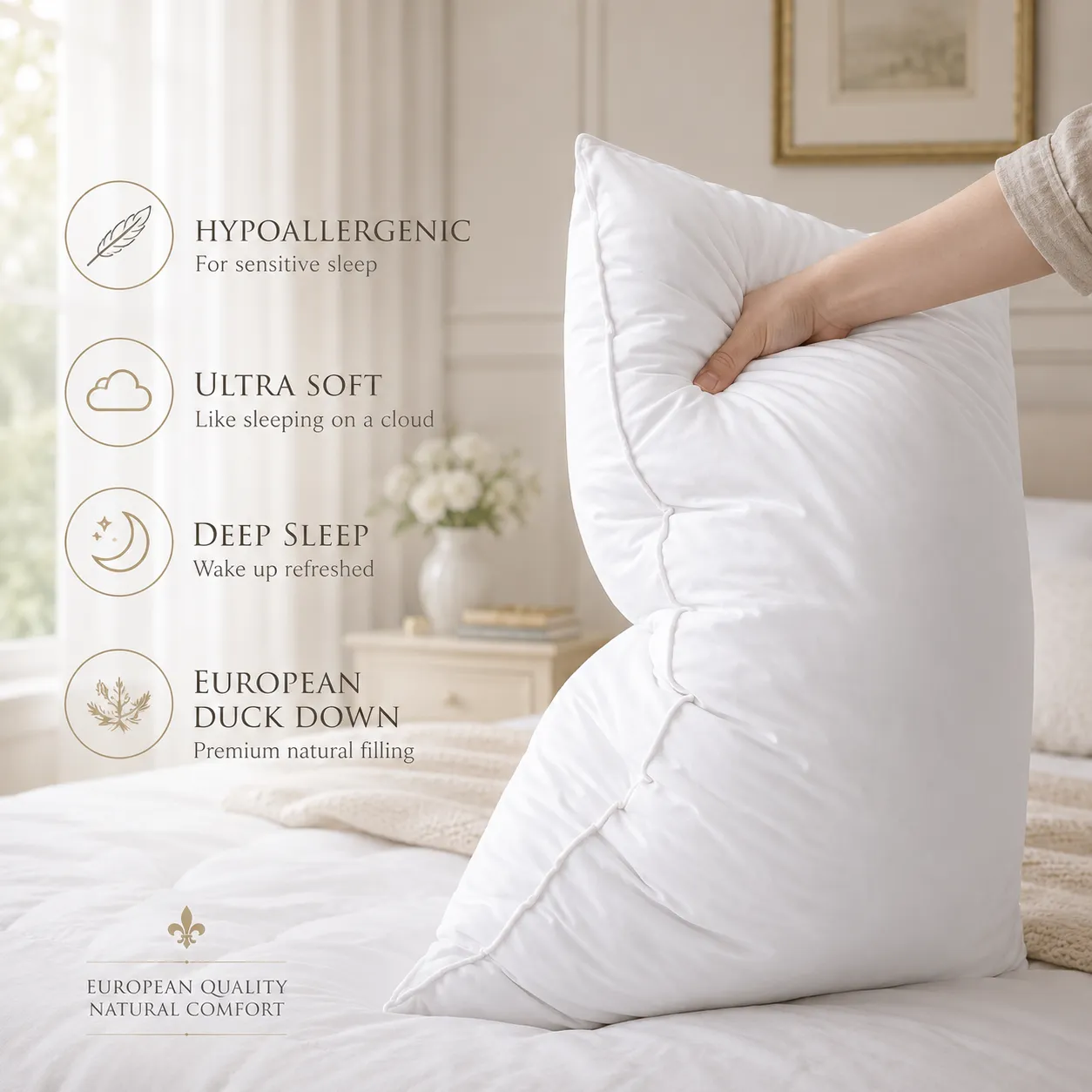Luxury White Duck Feather and Down Pillows - Image 3