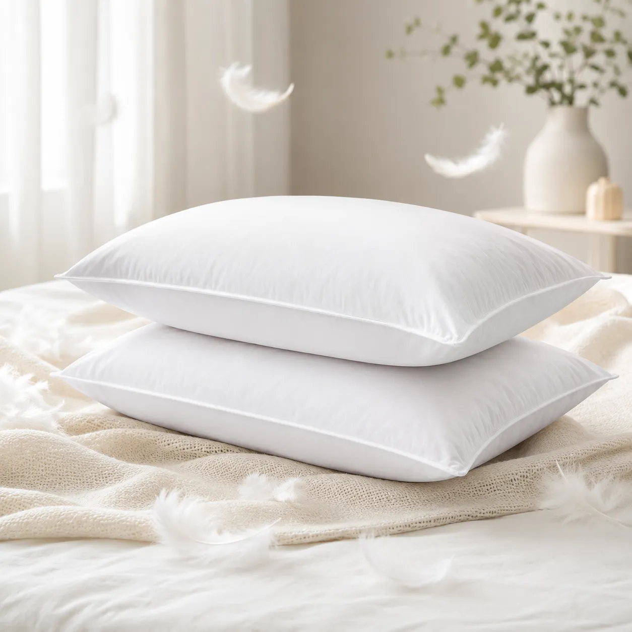 Luxury White Duck Feather and Down Pillows